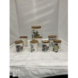 EIGHT PORTMEIRION 'BOTANIC GARDEN' STORAGE JARS OF VARYING SIZES