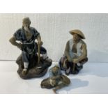 A COLLECTION OF CHINESE CERAMIC MUDMEN TO INCLUDE A SHIWAN WOODCUTTER FIGURINE - 24 CM TOGETHER WITH