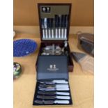 AN ARTHUR PRICE OF ENGLAND CASED CANTEEN OF CUTLERY INCLUDING 'ANGEL' KNIVES PLUS A BOXED ARTHUR