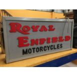 A ROYAL ENFIELD MOTORCYCLES ILLUMINATED SIGN W: 58CM