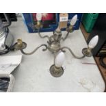 A FIVE BRANCH METAL CEILING LIGHT FITTING