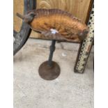 A DECORATIVE VINTAGE CAST IRON BIRDBATH