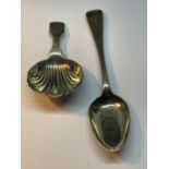 TWO HALLMARKED SILVER SPOONS TO INCLUDE A LONDON AND A CHESTER