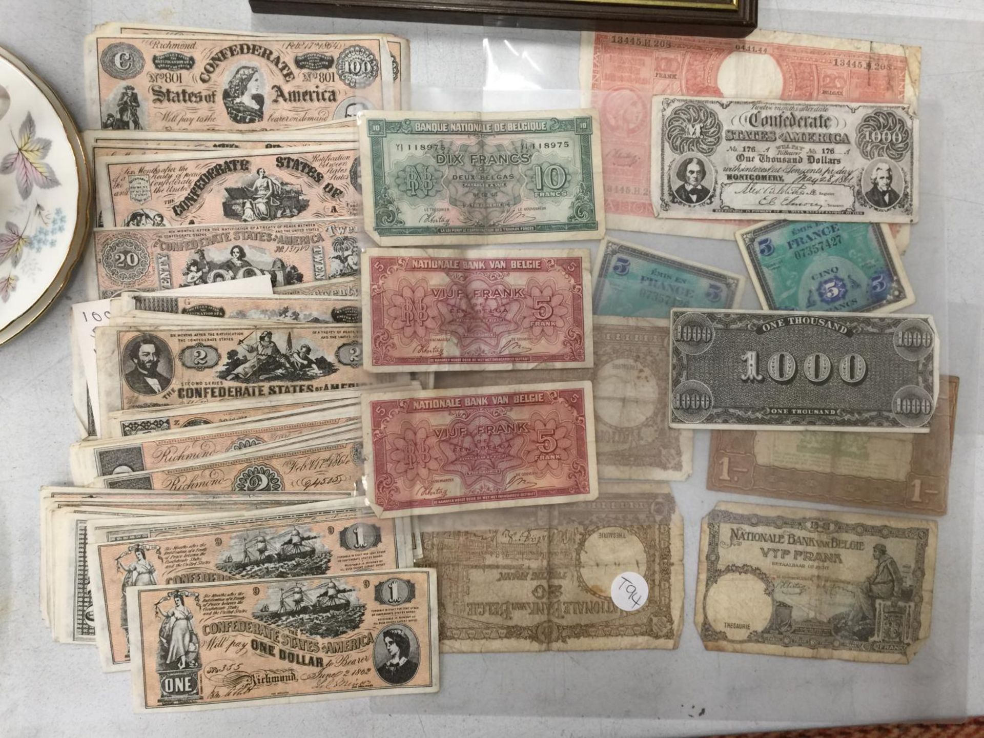 A QUANTITY OF VINTAGE U.S.A., BELGIUM AND FRENCH BANK NOTES PLUS A COLLECTION OF TWO SHILLING - Image 2 of 8