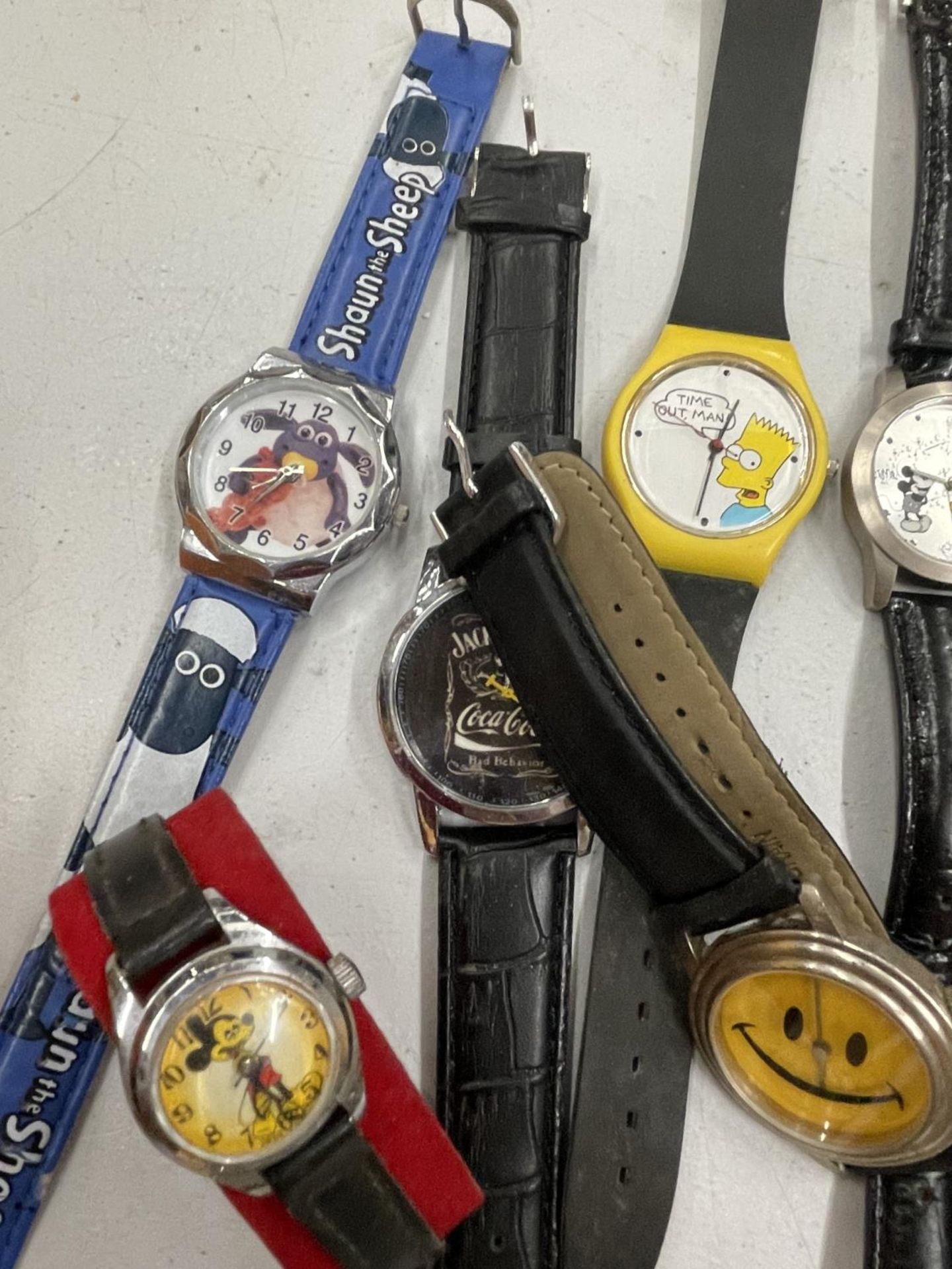 NINE VARIOUS NOVELTY WRISTWATCHES TO INCLUDE MICKEY MOUSE, BART SIMPSON ETC - Image 3 of 3