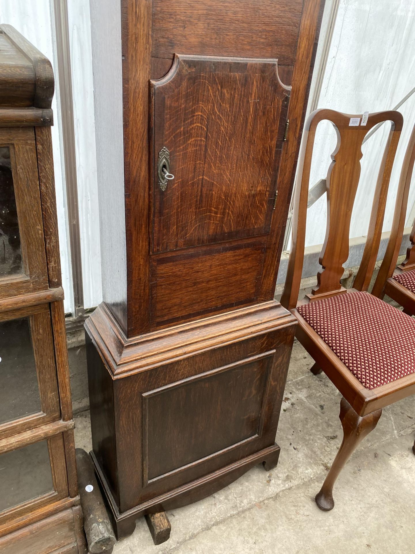 AN OAK AND MAHOGANY 8 DAY LONG CASE CLOCK - Image 3 of 7