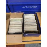 A VERY LARGE COLLECTION OF VINTAGE POSTCARDS IN TWO BOXES
