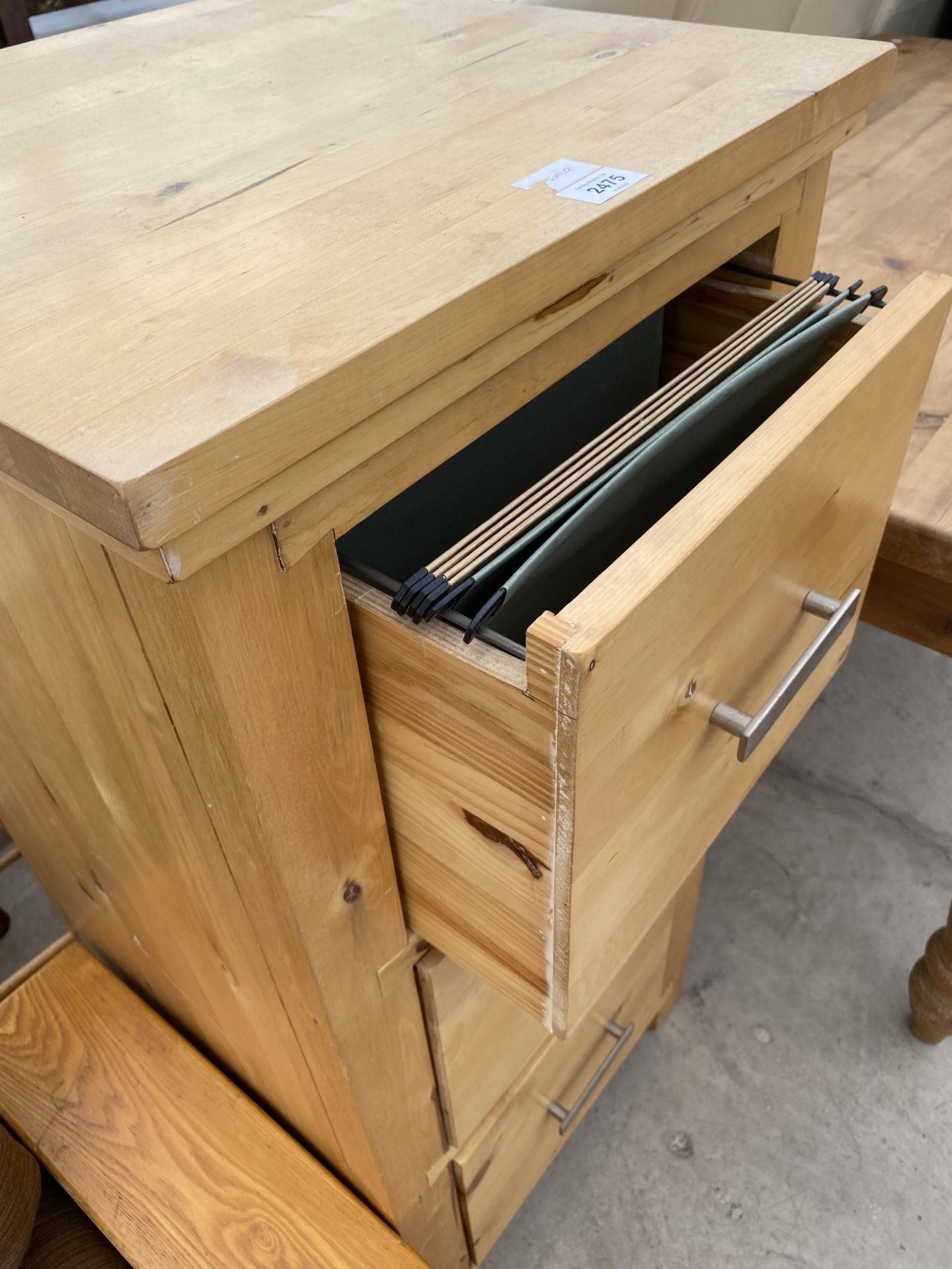 A PINE THREE DRAWER FILING CABINET - Image 2 of 3