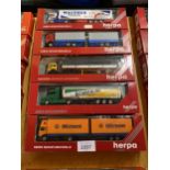 FIVE VARIOUS BOXED HERPA WAGONS