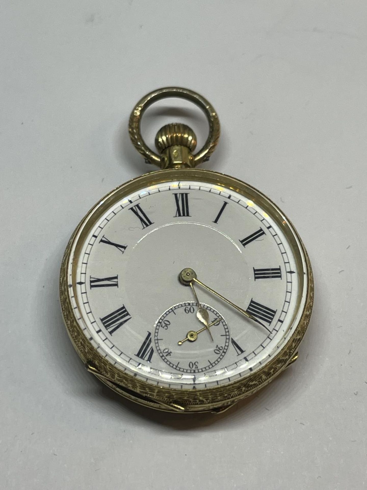 AN 18CT GOLD TOP WIND POCKET WATCH WITH WHITE ENAMELLED DIAL AND GOLD HANDS, WITH ORIGINAL BOX - Image 3 of 7