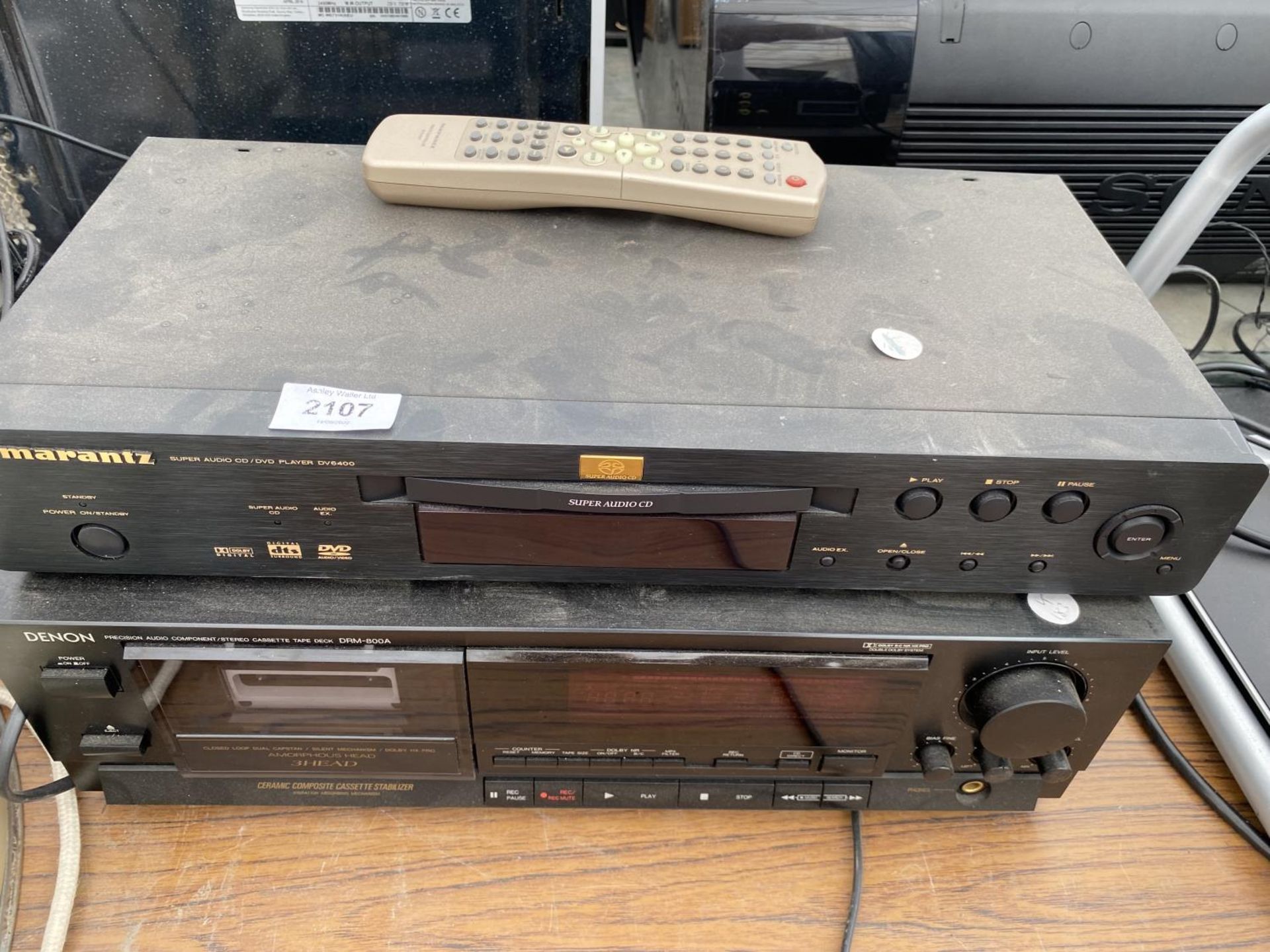 TWO ITEMS TO INCLUDE A DENON CASSETTE PLAYER AND A MARANTZ AUDIO AND DVD PLAYER