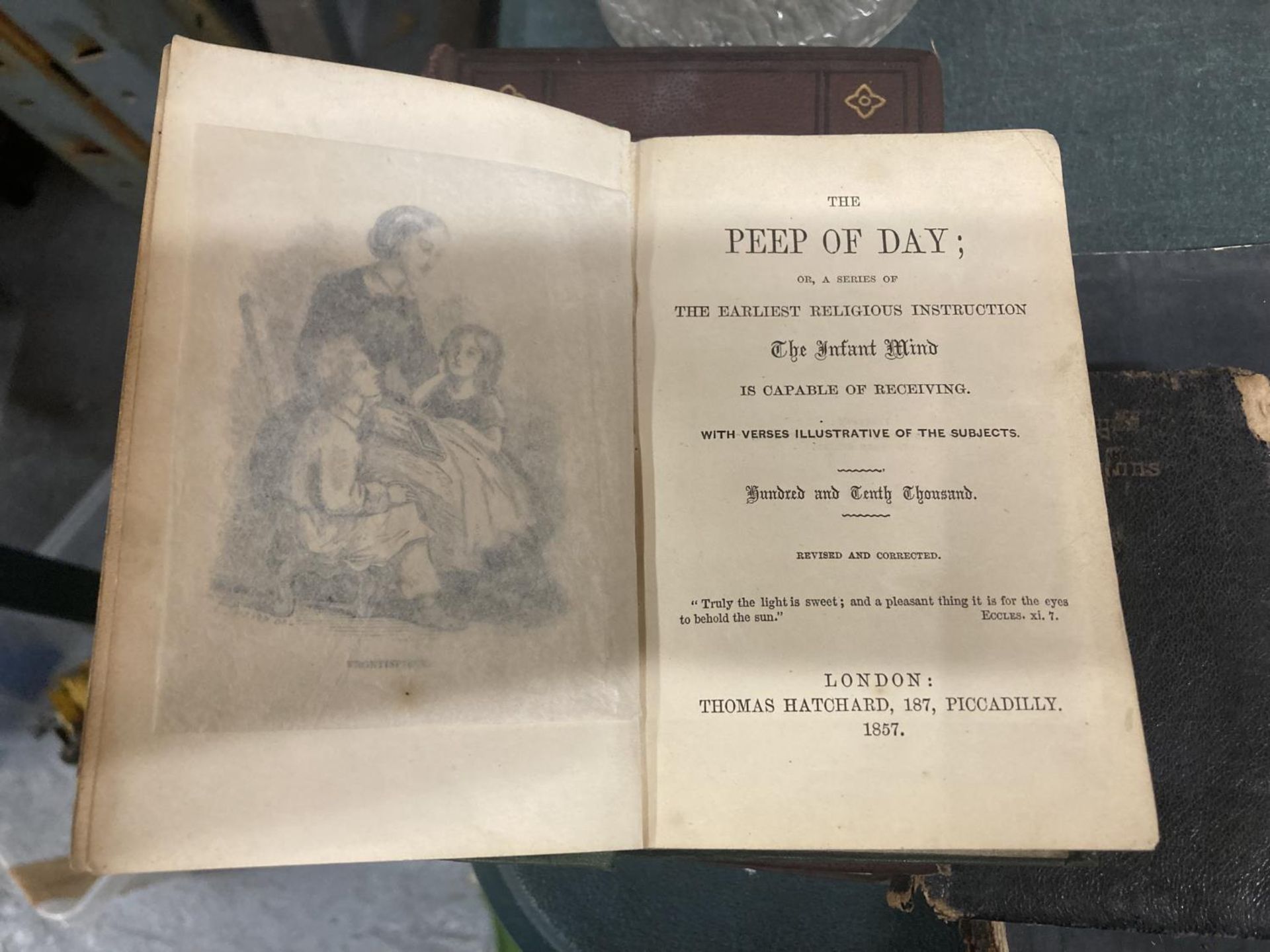 FOUR VINTAGE RELIGIOUS BOOKS TO INCLUDE - PEEP OF DAY 1857, COMMON BOOK OF PRAYER 1900, COMMON - Image 7 of 7