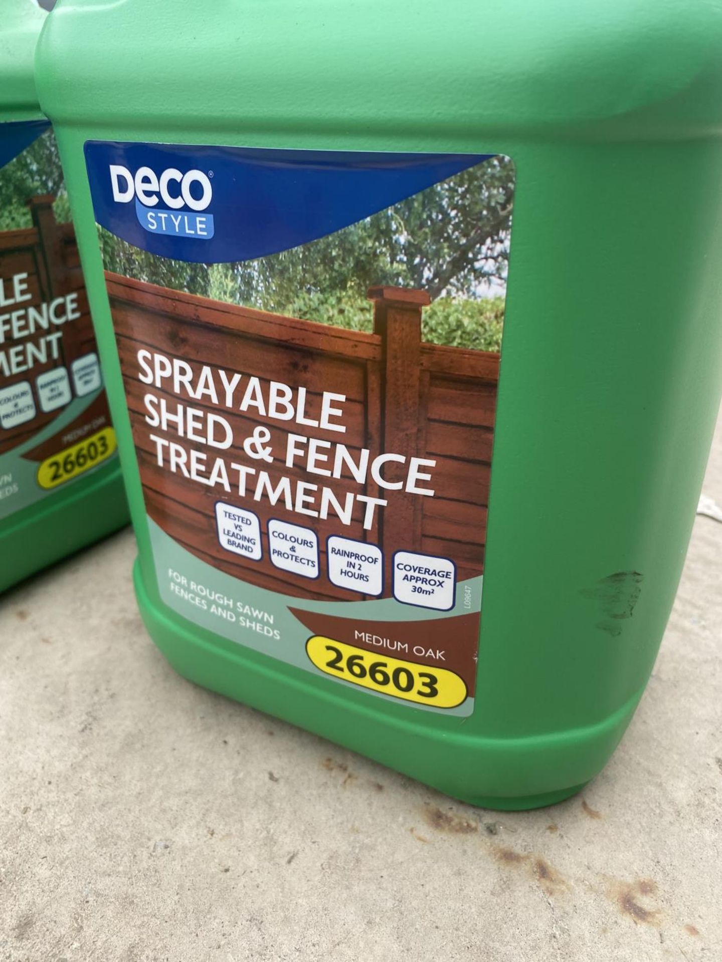 TWO 5 LITRE DRUMS OF DECO SPRAYABLE FENCE AND SHED TREATMENT - Image 2 of 2
