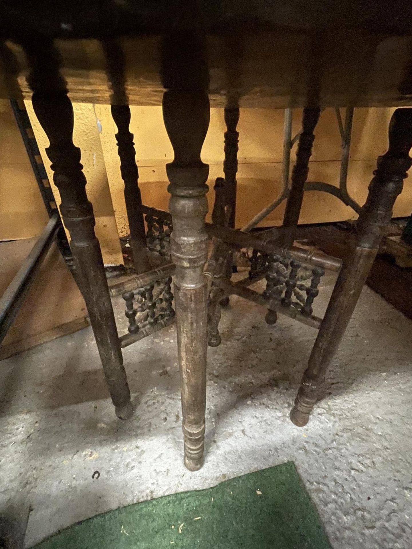 A LARGE SIX LEGGED FOLDING TABLE WITH BRASS TOP DEPICTING EGYPTIAN LIFE DIAMETER 73CM - Image 2 of 4