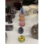 A COLLECTION OF PAPERWEIGHTS TO INCLUDE MILLEFIORI STYLE, FLORAL, ETC