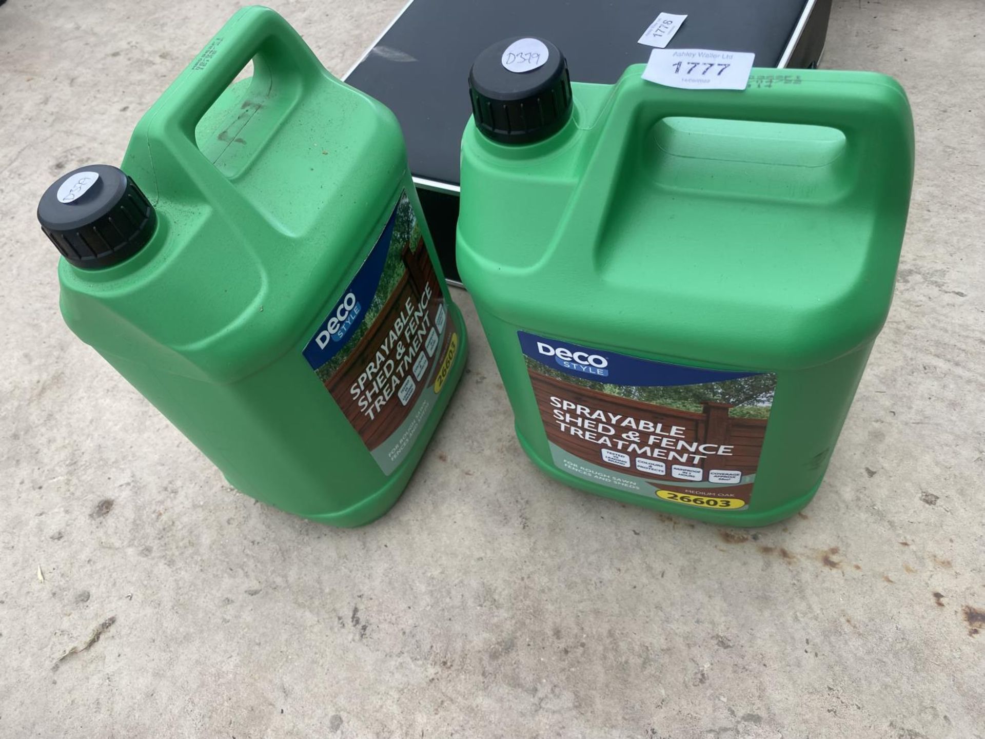 TWO 5 LITRE DRUMS OF DECO SPRAYABLE FENCE AND SHED TREATMENT