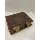 AN 1870'S BIBLE WITH 42 ILLUSTRATED PLATES , GOLD LEAF PAGES AND BRASS CLASPS