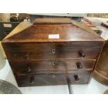A VICTORIAN MINATURE THREE DRAWER CHEST WITH OPENING LID 36CM X 25CM X 27CM