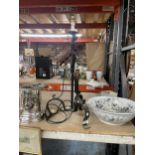 A LARGE WROUGHT IRON TABLE LAMP HEIGHT 72CM