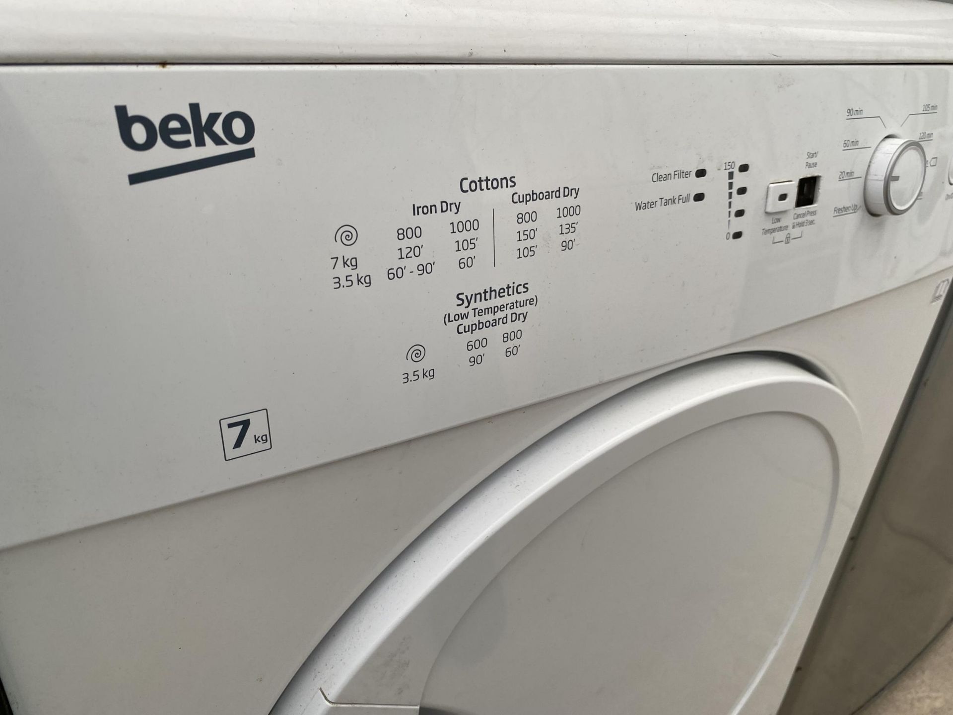 A WHITE BEKO 7KG TUMBLE DRYER - Image 2 of 3