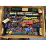 A QUANTITY OF MODEL TRAINS AND CARRIAGES TO INCLUDE DIE CAST THOMAS TANK ETC