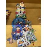 VARIOUS NODDY MEMROBILIA TO INLCUDE BADGES, PENDANT, STICKERS, PENCIL, TOOTHBRUSHES, TWO CLOCKS,