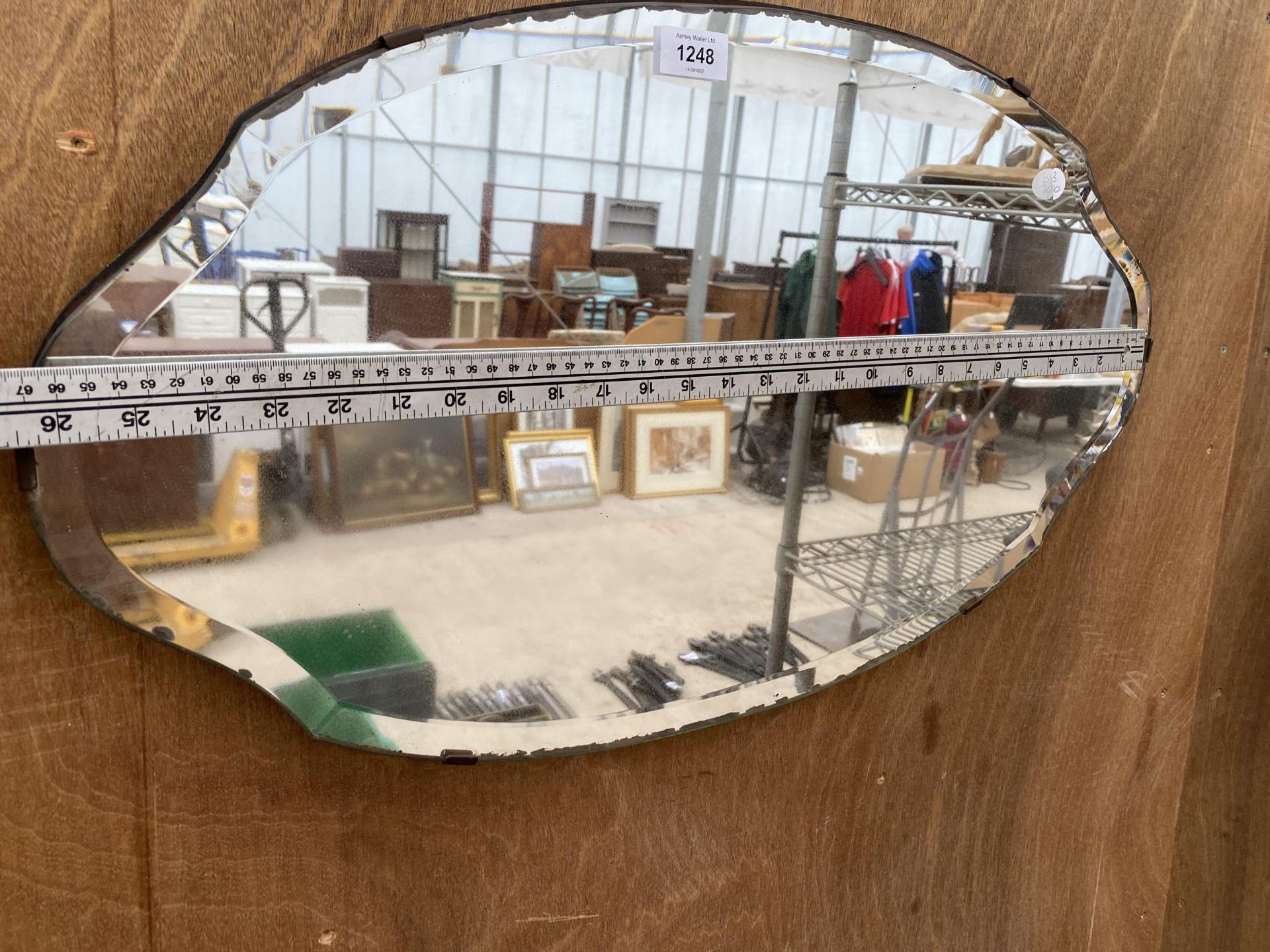 AN ART DECO BEVELED EDGE WALL MIRROR - Image 2 of 2