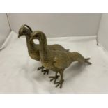 TWO HEAVY BRASS PHEASANT FIGURES