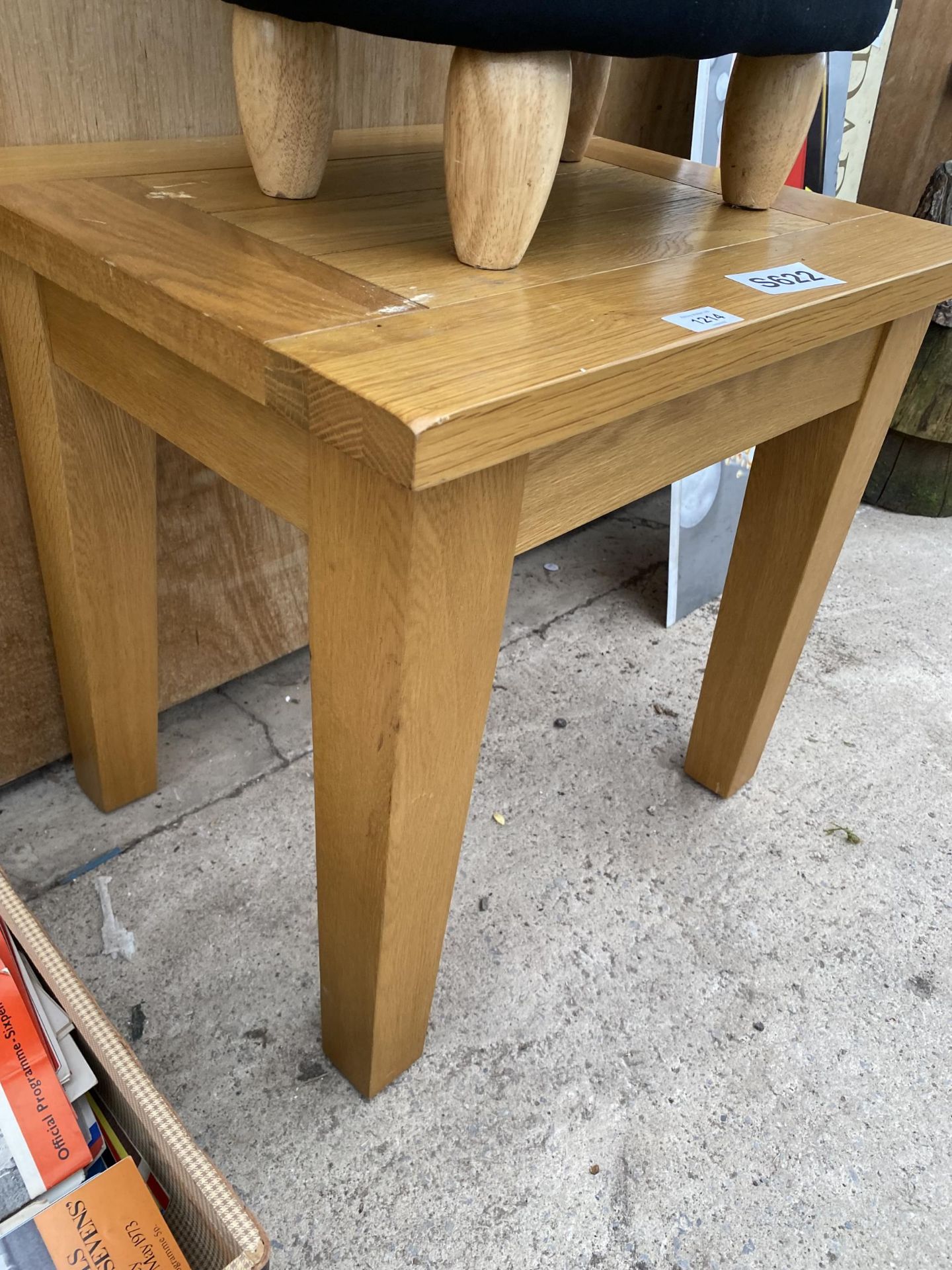 AN OAK EFFECT TABLE AND A PLUSH MONKEY STOOL - Image 2 of 3