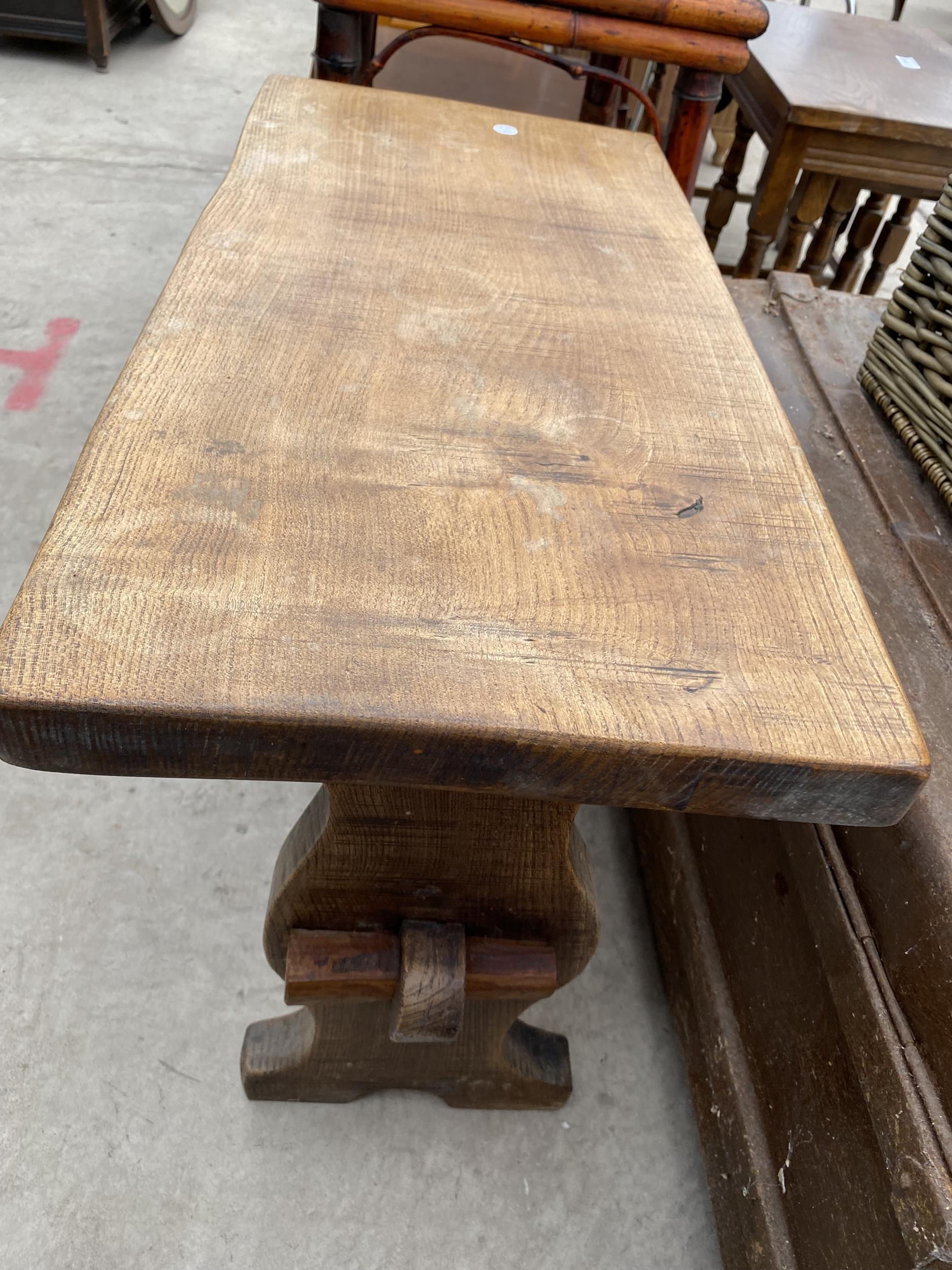 A BAMBOO LAMP TABLE AND BEECH STOOL 28X13" - Image 5 of 6