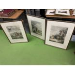 THREE LARGE FRAMED HUNTING THEMED PRINTS - 'THE DEPARTURE', 'THE FATAL STOOP' AND 'THE RENDEZVOUS'