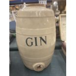 A VINTAGE STONEWARE GIN BARREL HEIGHT 33CM