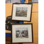 TWO FRAMED LOWRY PRINTS 'THE CANAL' AND 'CANAL BRIDGE' 44.5CM X 39.5CM