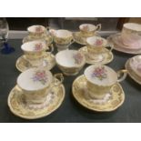 A SPRINGFIELD CHINA TEASET WITH A PALE YELLOW WITH ROSES DESIGN TO INCLUDE SUGAR BOWL, CREAM JUG,