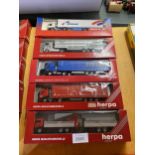 FIVE VARIOUS BOXED HERPA WAGONS