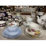 A QUANTITY OF CHINA TRIOS TO INCLUDE DUCHESS, DELPHINE, ROSINA, ETC