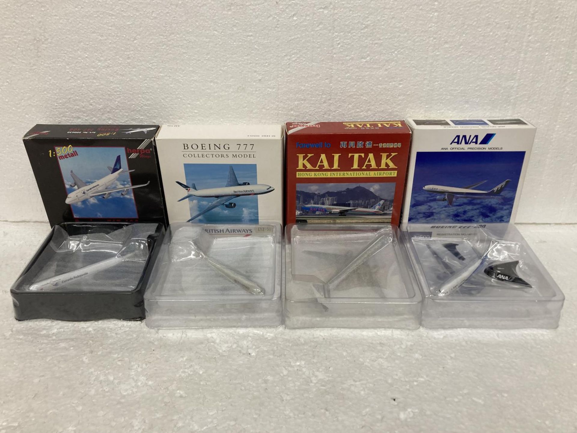 FOUR HERPA WINGS COLLECTION PLANES TO INCLUDE - GARUDA INDONESIA BOEING 747-400 MODEL 500630,