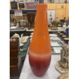 A WEST GERMAN LAVA VASE IN VIBRANT ORANGES AND REDS, HEIGHT 41CM