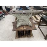 A VINTAGE BLACKSMITHS ANVIL ON A STAND LENGTH 63CM