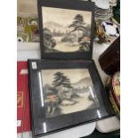 TWO 1920'S RARE JAPANESE SILK PRINTS, ONE FRAMED