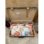 A VINTAGE TRAVEL CASE WITH A LARGE QUANTITY OF VINTAGE RUGBY LEAGUE PROGRAMMES