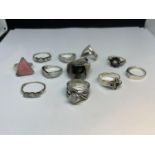 ELEVEN VARIOUS SILVER RINGS