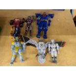 A COLLECTION OF SIX VINTAGE 1990'S POWER RANGERS TRANSFORMERS AND ACTION MEN ALL PROCEEDS FROM