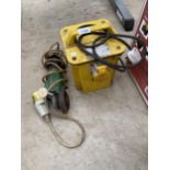 A 110V TRANSFORMER AND A HITACHI 110V ANGLE GRINDER