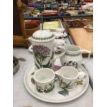 FIVE PIECES OF PORTMEIRION 'BOTANIC GARDENS' TO INCLUDE A CAFETIERE, TRAY, TWO JUGS AND SUGAR BOWL