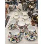 A NORWEGIAN FIGGJO FLINT COFFEE SET WITH ROSE PATTERN TO INCLUDE COFFEE POT, CREAM JUG, SUGAR