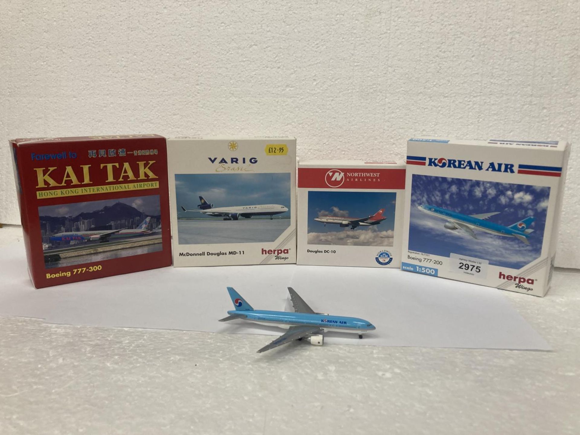 FOUR HERPA WINGS COLLECTION PLANES TO INCLUDE - KOREAN AIR BOEING 777-200 NO. 506458, NORTHWEST