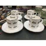 FOUR HARROD'S CHINA CUPS AND SAUCERS