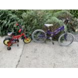 A GIRLS CUDA BIKE AND A FURTHER CHILDS BIKE