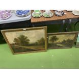 TWO VICTORIAN OIL ON CANVAS PAINTINGS OF COUNTRY SCENES